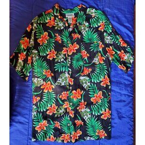 NWOT KingSize Tall Men 2XL Hawaiian Shirt Relaxed Comfort Floral Sunny Tropical